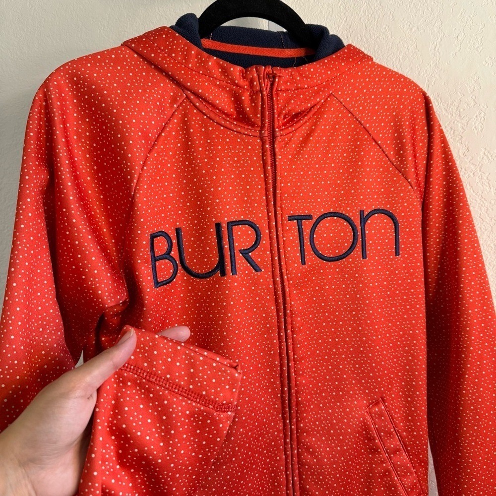 Burton WB Peak Hoodie Orange Fleece Lined Full Zip Ski Jacket Women's Large Snow - Picture 4 of 14